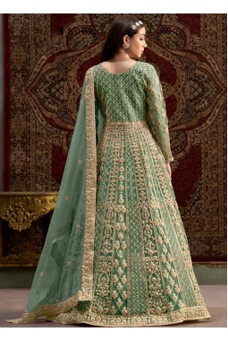 Blue Net Sequins Embroidered Wedding Gown Style Salwar Kameez