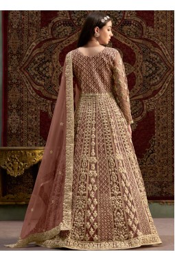 Brown Net Sequins Embroidered Wedding Gown Style Salwar Kameez