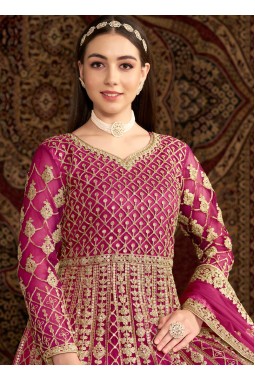 Red Net Zari Embroidered Wedding Gown Style Salwar Kameez