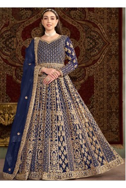 Royal Blue Sequins Embroidered Wedding Gown Style Salwar Kameez
