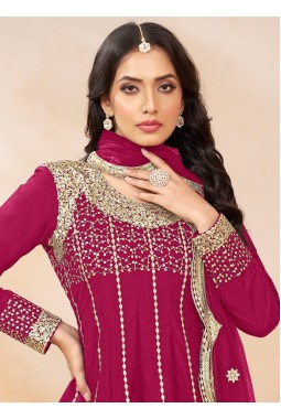 Maroon Art Silk Zari Sequins Wedding Dhoti Style Salwar Kameez