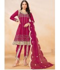 Maroon Art Silk Zari Sequins Wedding Dhoti Style Salwar Kameez