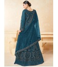 Blue Net Zari Embroidered Wedding Salwar Kameez