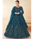 Blue Net Zari Embroidered Wedding Salwar Kameez