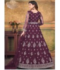 Wine Net Embroidered Wedding Salwar Kameez