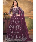 Wine Net Embroidered Wedding Salwar Kameez