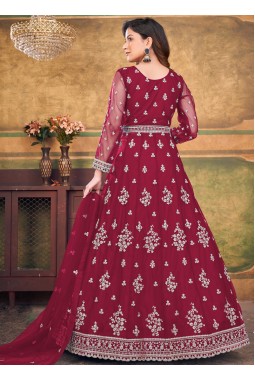 Red Net Embroidered Wedding Salwar Kameez