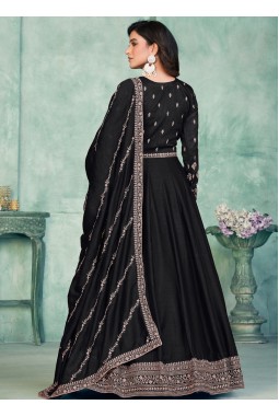 Black Art Silk Sequins Embroidered Wedding Salwar Kameez