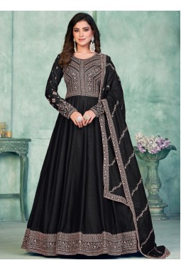 Black Art Silk Sequins Embroidered Wedding Salwar Kameez