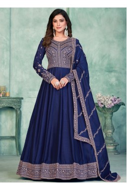 Blue Art Silk Sequins Embroidered Wedding Salwar Kameez
