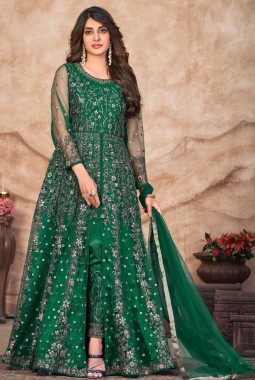 Green Net Sequins Embroidered Wedding Salwar Kameez