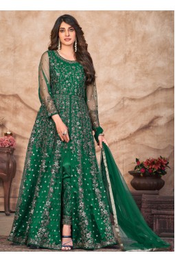 Green Net Sequins Embroidered Wedding Salwar Kameez