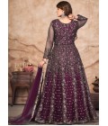 Wine Net Zari Embroidered Wedding Salwar Kameez