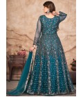 Blue Net Sequins Embroidered Wedding Salwar Kameez