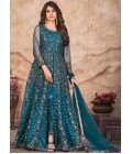 Blue Net Sequins Embroidered Wedding Salwar Kameez