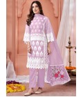 Pink Soft Organza Thread Embroidered Casual Salwar Kameez