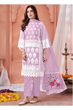 Pink Soft Organza Thread Embroidered Casual Salwar Kameez