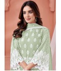 Pista Green Soft Organza Thread Embroidered Casual Salwar Kameez