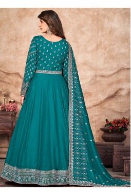 Blue Art Silk Sequins Embroidered Wedding Salwar Kameez
