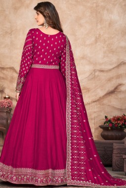 Red Art Silk Thread Embroidered Wedding Salwar Kameez