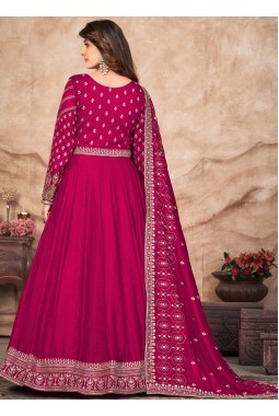 Red Art Silk Thread Embroidered Wedding Salwar Kameez