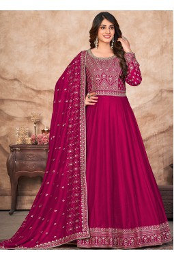 Red Art Silk Thread Embroidered Wedding Salwar Kameez