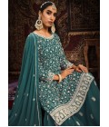 Blue Faux Georgette Sequins Embroidered Wedding Salwar Kameez