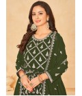 Green Faux Georgette Sequins Embroidered Wedding Salwar Kameez