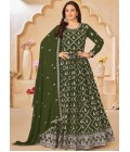 Green Faux Georgette Sequins Embroidered Wedding Salwar Kameez