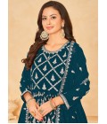 Blue Faux Georgette Sequins Embroidered Wedding Salwar Kameez