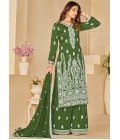 Green Art Silk Sequins Embroidered Casual Salwar Kameez