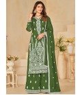 Green Art Silk Sequins Embroidered Casual Salwar Kameez