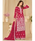 Red Art Silk Sequins Embroidered Casual Salwar Kameez