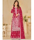 Red Art Silk Sequins Embroidered Casual Salwar Kameez