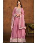 Pink Faux Georgette Sequins Embroidered Casual Salwar Kameez