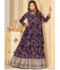 Purple Faux Georgette Sequins Embroidered Wedding Salwar Kameez