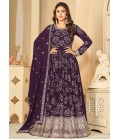 Purple Faux Georgette Sequins Embroidered Wedding Salwar Kameez