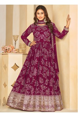 Red Faux Georgette Sequins Embroidered Wedding Salwar Kameez