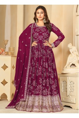 Red Faux Georgette Sequins Embroidered Wedding Salwar Kameez