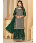 Green Faux Georgette Sequins Wedding Salwar Kameez