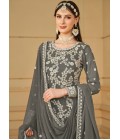 Grey Faux Georgette Sequins Embroidered Festival wear Sharara Set