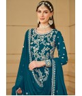 Blue Faux Georgette Sequins Embroidered Festival Wear Sharara Set