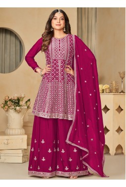 Red Chinnon Thread Embroidered Wedding Salwar Kameez