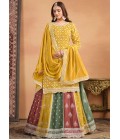 Yellow Chinnon Thread Embroidered Wedding Salwar Kameez Set