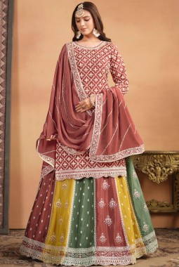 Pink Chinnon Sequins Embroidered Wedding Salwar Kameez Set