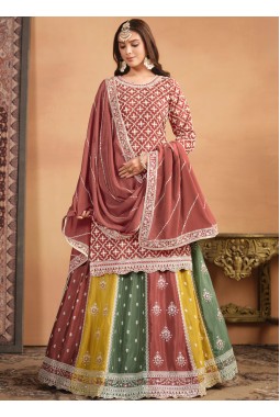 Pink Chinnon Sequins Embroidered Wedding Salwar Kameez Set