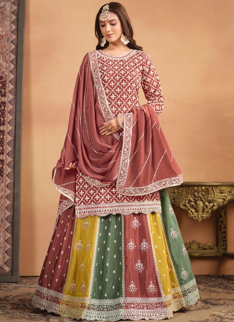 Pink Chinnon Sequins Embroidered Wedding Salwar Kameez Set