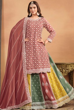 Pink Chinnon Sequins Embroidered Wedding Salwar Kameez Set