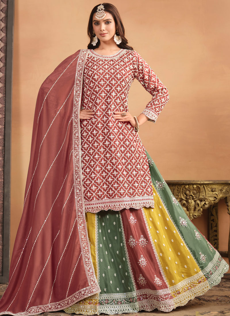 Pink Chinnon Sequins Embroidered Wedding Salwar Kameez Set