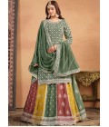 Sea Green Thread Embroidered Wedding Salwar Kameez Set